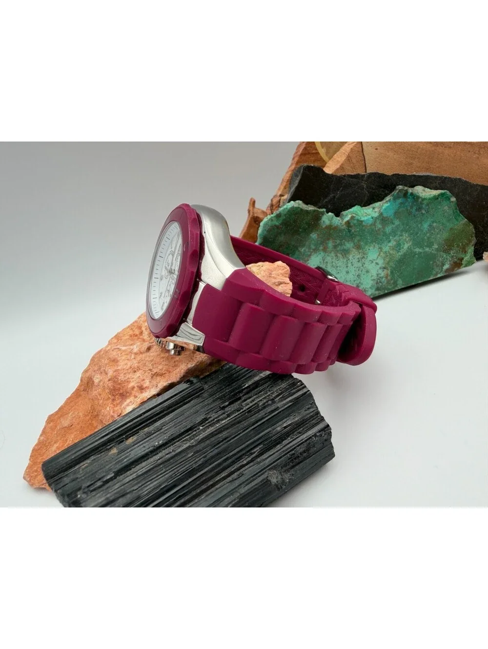 Michele Tahitian Jelly Bean Fuchsia Purple Chronograph Watch